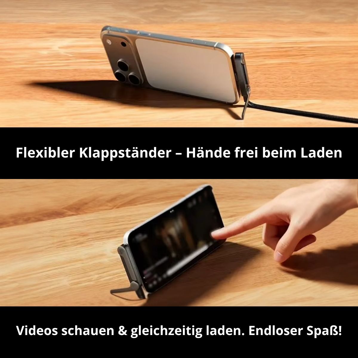 240W USB-C auf USB-C Kabel (1,5m) – Schnellladekabel mit innovativem Handy-Ständer & 180° Winkelstecker